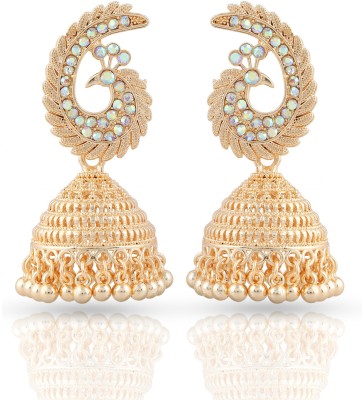 sarthak royal Stylish Traditional Peacock Jhumki Earrings For Women & Girls Beads Brass Jhumki Earring