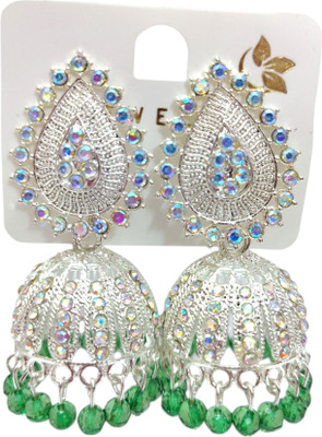 Zyra Jewelz Silver Plated Stone Studded with Colorful Beads Alloy Jhumki Earring