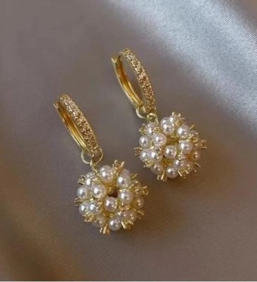 Hali fashion korean fashion cute peal hoop earing Diamond Ivory Hoop Earring, Jhumki Earring