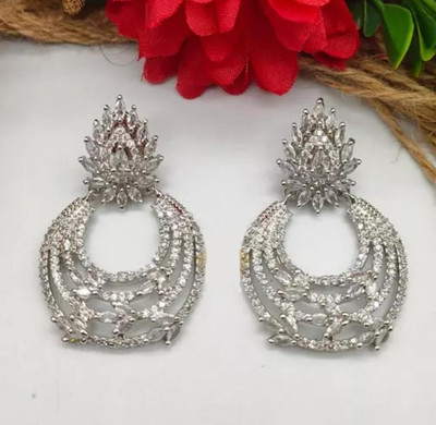 Manuvi Jewels American Diamond(AD) Earrings Cubic Zirconia Alloy Stud Earring