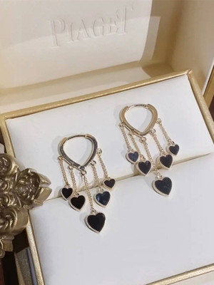 LBTK Love Hearts Tassel Hoop Earrings - Heart Huggie Drop Chains Earrings Cubic Zirconia Alloy Stud Earring, Drops & Danglers