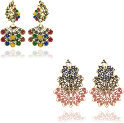 Saizen Traditional multicolor color pack of 2 earring set for girls and women Alloy Chandbali Earring