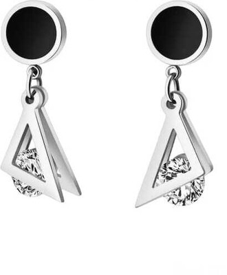KRYSTALZ Gorgeous Triangle Stone Drop Silver Plated Studs Diamond Metal Drops & Danglers, Stud Earring