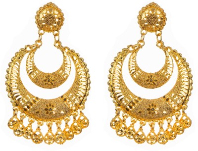 Manikya Gold Plated Chand Bali For Women And Girls Brass Chandbali Earring