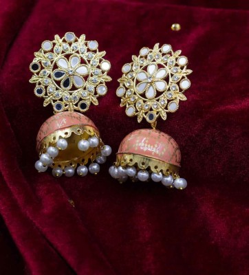 SAIYONI Glamorous Look Traditional Mirror Work Austrian Stone Alloy Jhumki Earring