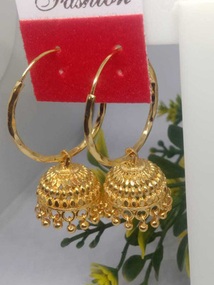 Ishanvi Creations Golden Jhumka Gold Jhumki Earring