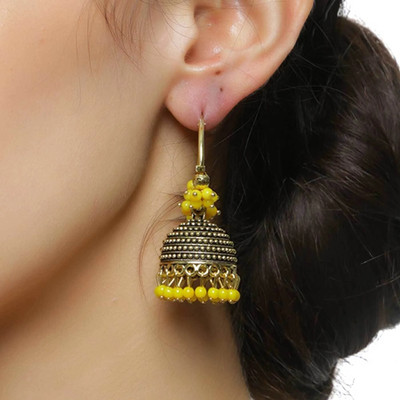 alysa Bridal Wedding Traditional Silver Pearl Jhumkas/Jhumka/Jhumki Earrings For Women Alloy Jhumki Earring