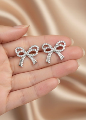 Sample Korean Crystal Bow Stud Earrings for Women Alloy Stud Earring