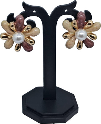 Relishine American Diamond Stainless Steel Anti Tarnish Gold/Chocolate Plated Earrings Beads Metal Stud Earring