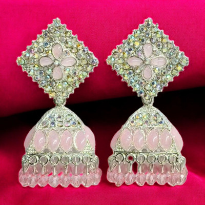 OKU Single Layer Multicolor Stone Jhumka for Wedding Gift Alloy Jhumki Earring