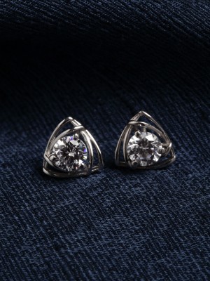 CLARA Made with Swiss Zirconia Surdy Solitaire Gift Cubic Zirconia Sterling Silver Stud Earring