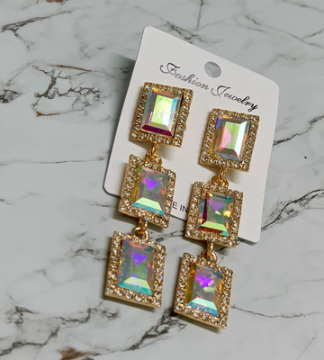 DRK Fashion Multi color korean drops earrings set Alloy Stud Earring, Drops & Danglers, Earring Set, Rhinestone Studs