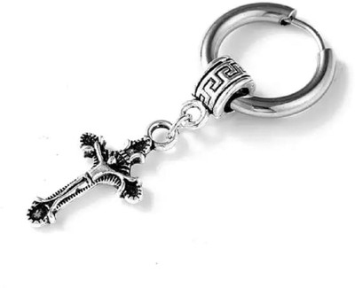 vien creation vien creation Jesus Cross Piercing Surgical Stainless Steel Huggie Earring (silver) Metal Huggie Earring