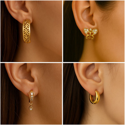 Ragi unleash your unique style Ragi Anti Tarnish Bali Earrings 4 Pair Combo Alloy Stud Earring