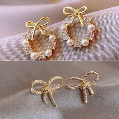 AKF Attractive Pearl Earring | Korean Earring Brass Stud Earring