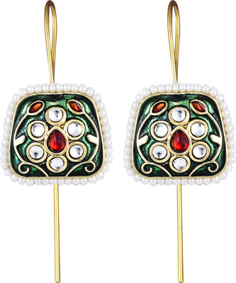 VIGHNAHARTA Flower Rajastani Meenakari work Pearls Earcuff,Cuff Earrings for Women & Girls Pearl Alloy Cuff Earring