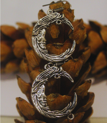 Nandaniarts Oxidized Crescent Moon Face Earrings Alloy Drops & Danglers