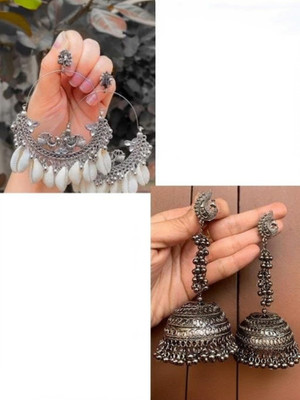 Samridhi DC Shell & Black Big Jhumka combo Alloy Jhumki Earring