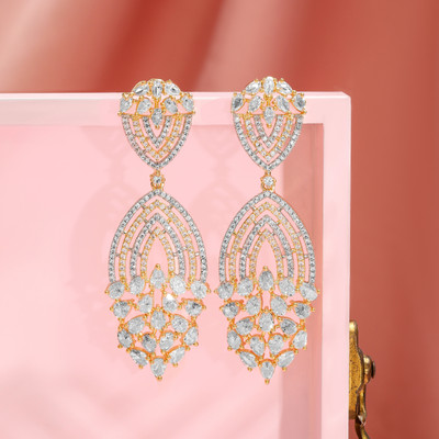 RUBANS Gold-Plated Cubic Zirconia Brass Drops & Danglers
