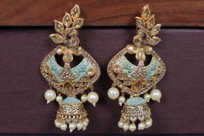 Deva Creation Traditional Unic Design Gold Tone Kundan, Pearls & Beads Work Wedding/Festive Pearl, Beads Brass Drops & Danglers, Jhumki Earring, Chandbali Earring