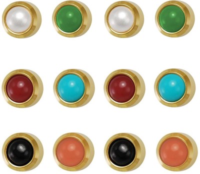 STUDEX 3MM Assorted Pearls 24K Pure Gold Plated (12 Pair) Piercing Metal Stud Earring