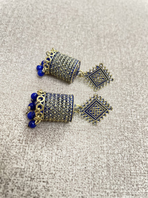 Fashion Paradise Blue Cylender Shape Jhumki Alloy Earring Set