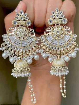Kavya SAles Party wear meena work Jhumki earrings with kanser earchain for women and Girls Alloy Jhumki Earring