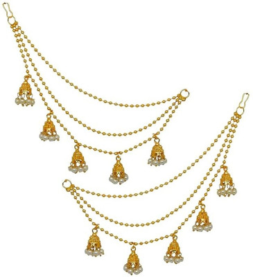Kaima Earring 3 layred Chain Kaan Chain Earring chain golden Ear chain Earring Beads Brass Earring Set