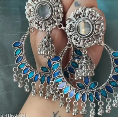 PRASUB Dual tone top trending kundan earring Beads Alloy Chandbali Earring