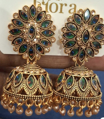 SAKETHAM Eyes of a Golden Peacock Alloy Jhumki Earring