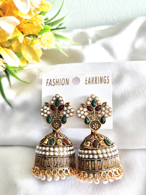 SR Sarthak Royal Vintage Traditional and Antique Pearl Jhumki Earring Ethinic style jhumka Beads Alloy Jhumki Earring