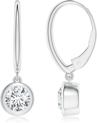 Sivori Sivori | Lab-Grown Classic Bezel-Set Round Zircon Leverback Drop Earrings in Br Zircon Brass Earring Set