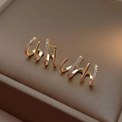 Limine Jewels Fancy Claw Cuff earrings Hypoallergenic Zircon 4 Claw Wrap Cuff Stud Earrings Zircon Alloy Cuff Earring