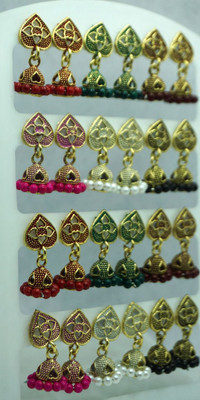 shivay Multi Color Jhumka Combo Pack Of 12 Diamond Alloy Jhumki Earring Diamond Alloy Earring Set