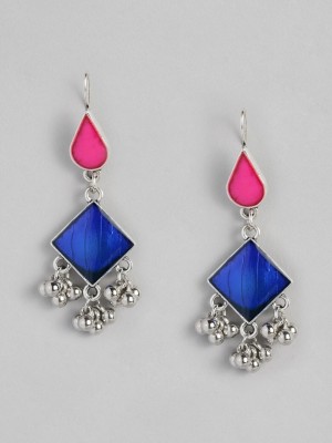 Sangria Geometric Shaped Enamelled Drop Earrings Alloy Drops & Danglers