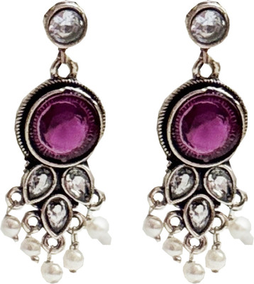 Gleefolks Traditional Classic Stylish Stone Earrings Metal Drops & Danglers