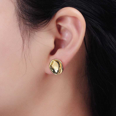 KAMAKSHI Pasha Golden Ball Stud Earrings For Womens and Girls Stainless Steel Stud Earring, Hoop Earring