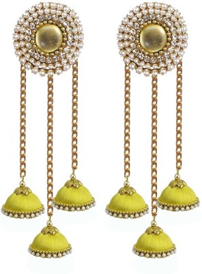 Sanj Three base with stud jhumki earrings silk thread earrings for women & girls Fabric Drops & Danglers