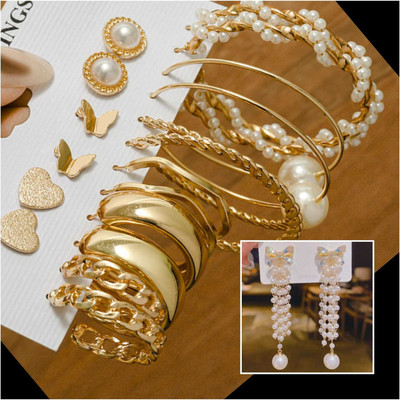 Zestapvt Stylish Korean & Classic Traditional Earrings Combo Set For Women & Girls Alloy Drops & Danglers