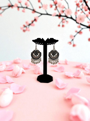 TANSUM COLLECTION Traditional Rajwadi Oxidised Black Jhumka Earrings for Women & Girls, Partywear Alloy Drops & Danglers