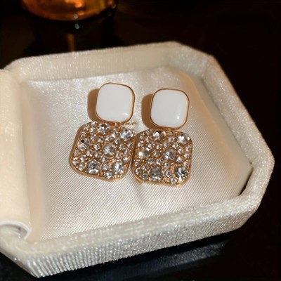 neze NZ 32 Full Rhinestone Square Stud Earring Female Exquisite Fashion Alloy Drops & Danglers