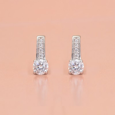 Ornate Jewels 925 Sterling Silver Solitaire American Diamond Stylish Stud Earrings For Women Cubic Zirconia Sterling Silver Stud Earring