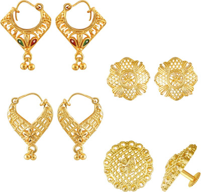 VIGHNAHARTA Golden Alloy Stud Earrings Combo Set(Sales Package-4 Pair Earrings ) Alloy Chandbali Earring, Stud Earring