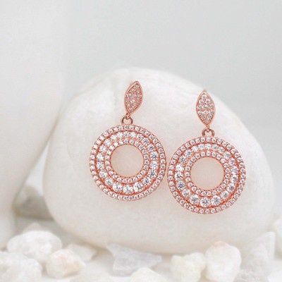 GIVA 925 Silver Anushka Sharma Rose Gold Classic Earrings for Women Zircon Silver Hoop Earring