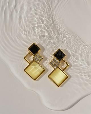 REVOSHA revosha Contemporary Gold-Plated Drop Earrings Zircon Stainless Steel Drops & Danglers