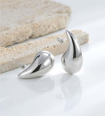 FASHOW Stunning Tear Drop Shaped Silver Korean Earrings for Girls & Women Stainless Steel Drops & Danglers
