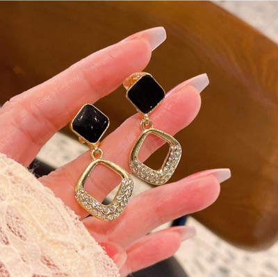 RV YUWON Black Square Earrings & Studs Cubic Zirconia Alloy Stud Earring