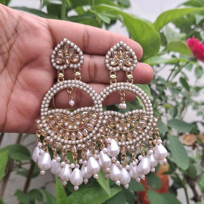 Jhumka Street Traditional Gold Plated Jhumka Earrings with Pearl & Stone Work for Women Alloy Jhumki Earring