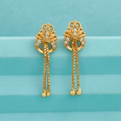 VESTURE KNOT American Diamond Earrings With Latkan Cubic Zirconia Brass Drops & Danglers