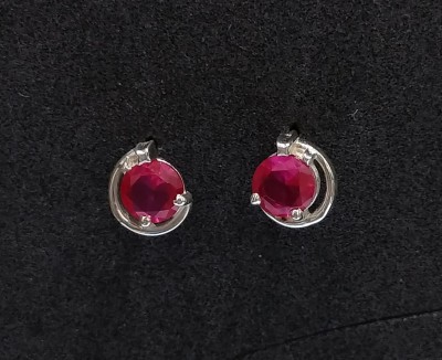 SONADIAMOND Round Cut Red Ruby Women's Earring's Zircon Sterling Silver Stud Earring